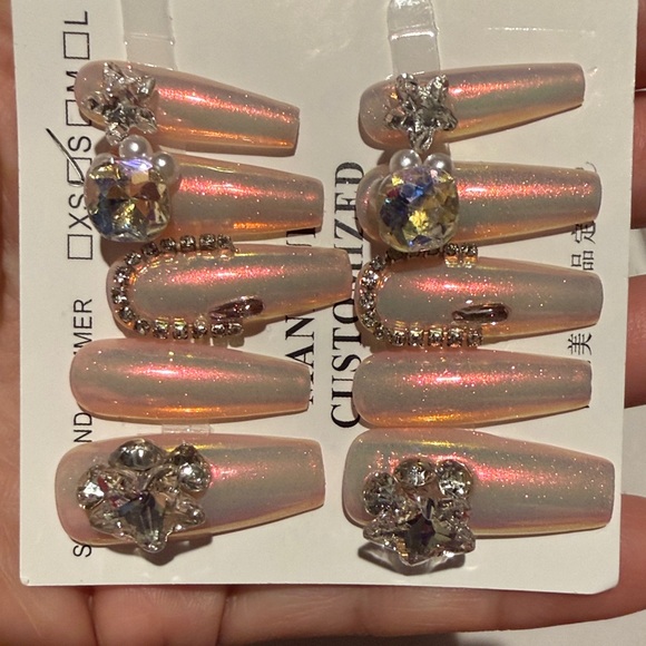 Elegant Glitter Press-On Nails 💅🏽 Sz.S - Picture 7 of 8